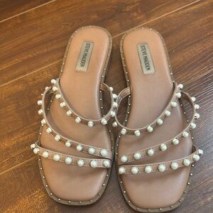 Steve Madden Tan Crystal Embellished Sandals